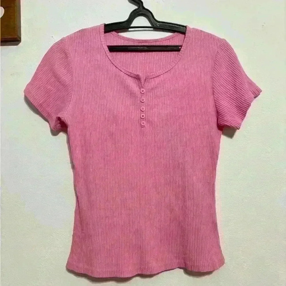 Frenchy Solid Pink T-Shirt - Picture 1 of 4